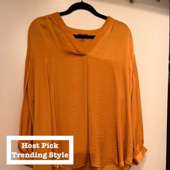 Vince Camuto Flowy Blouse - Mustard Colored - Size 1X (Plus Sized) - Picture 1 of 15